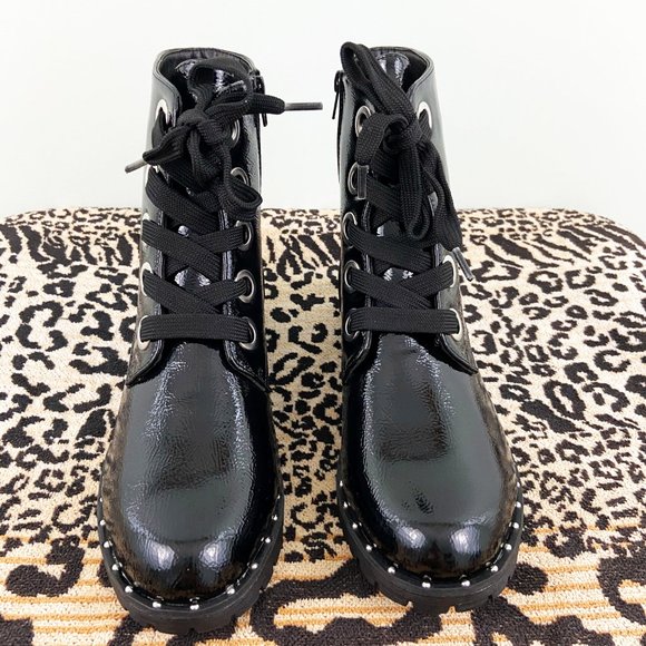 🍄SOLD🍄 Black Crinkled Studded Combat Boots - Picture 6 of 8